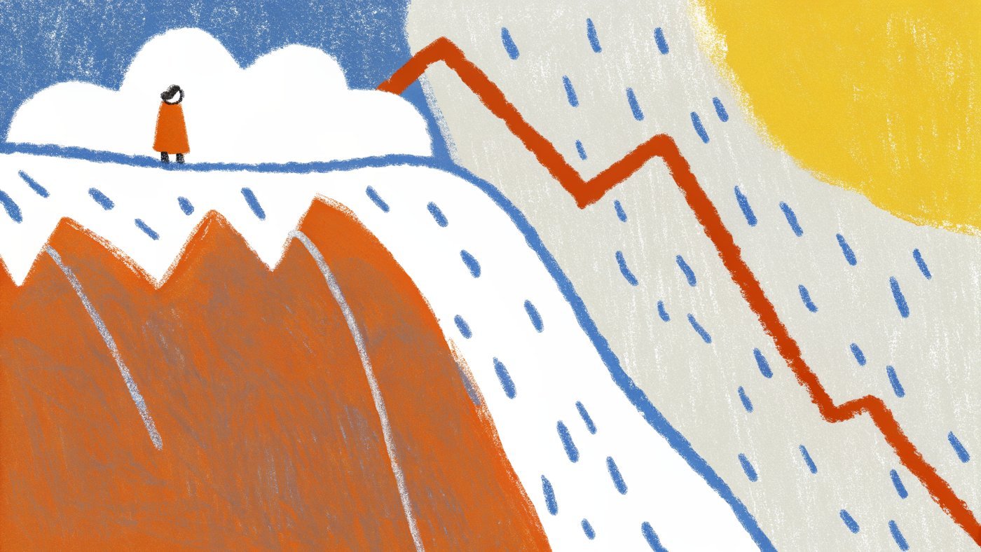 Illustration of a reel retention chart falling off a cliff in the first seconds the signature of a weak hook